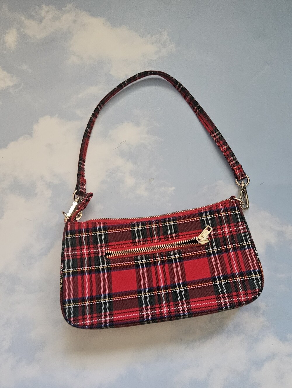 Brandy Melville Red Plaid Shoulder Bag - Classic Tartan Style John Galt Nyc